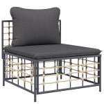 vidaXL Set mobilier de grădină cu perne, 7 piese, antracit, poliratan