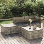 vidaXL Set mobilier de grădină cu perne, 4 piese, gri, poliratan vidaXL Set mobilier de grădină cu perne, 4 piese, gri, poliratan