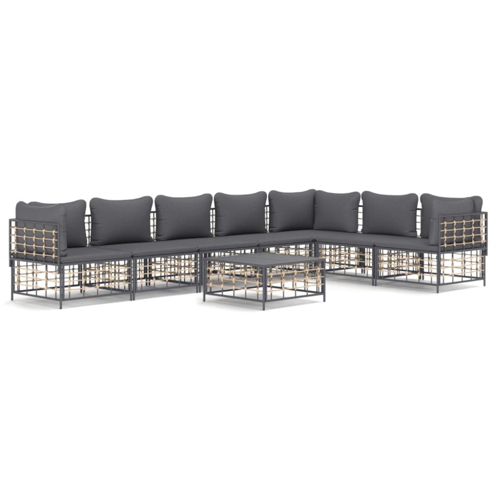 vidaXL Set mobilier de grădină cu perne, 8 piese, antracit, poliratan