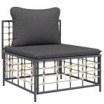 vidaXL Set mobilier de grădină cu perne, 8 piese, antracit, poliratan