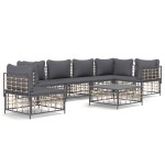 vidaXL Set mobilier de grădină cu perne, 7 piese, antracit, poliratan vidaXL Set mobilier de grădină cu perne, 7 piese, antracit, poliratan