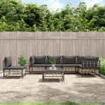 vidaXL Set mobilier de grădină cu perne, 7 piese, antracit, poliratan vidaXL Set mobilier de grădină cu perne, 7 piese, antracit, poliratan