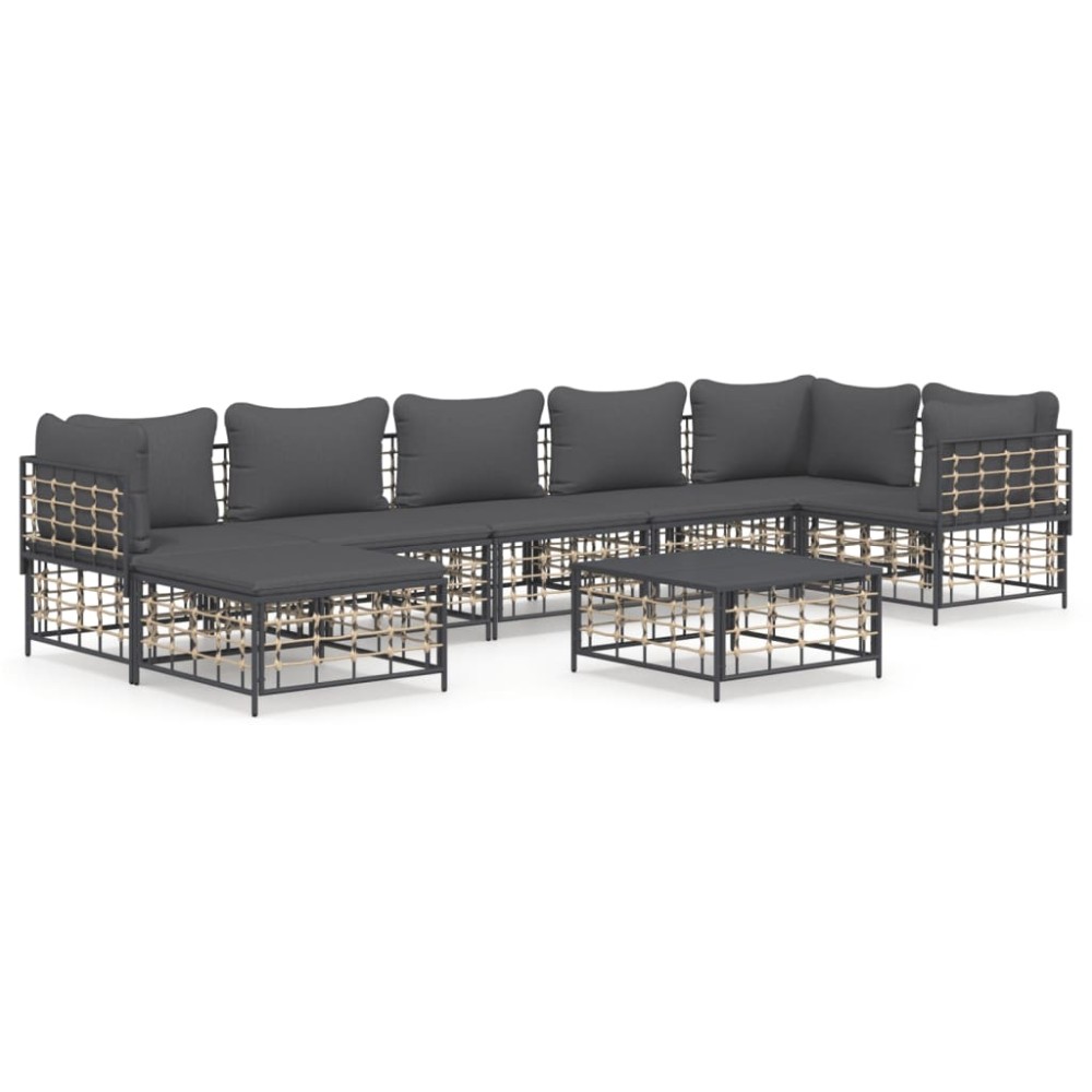 vidaXL Set mobilier de grădină cu perne, 8 piese, antracit, poliratan