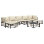 vidaXL Set mobilier de grădină cu perne, 8 piese, antracit, poliratan