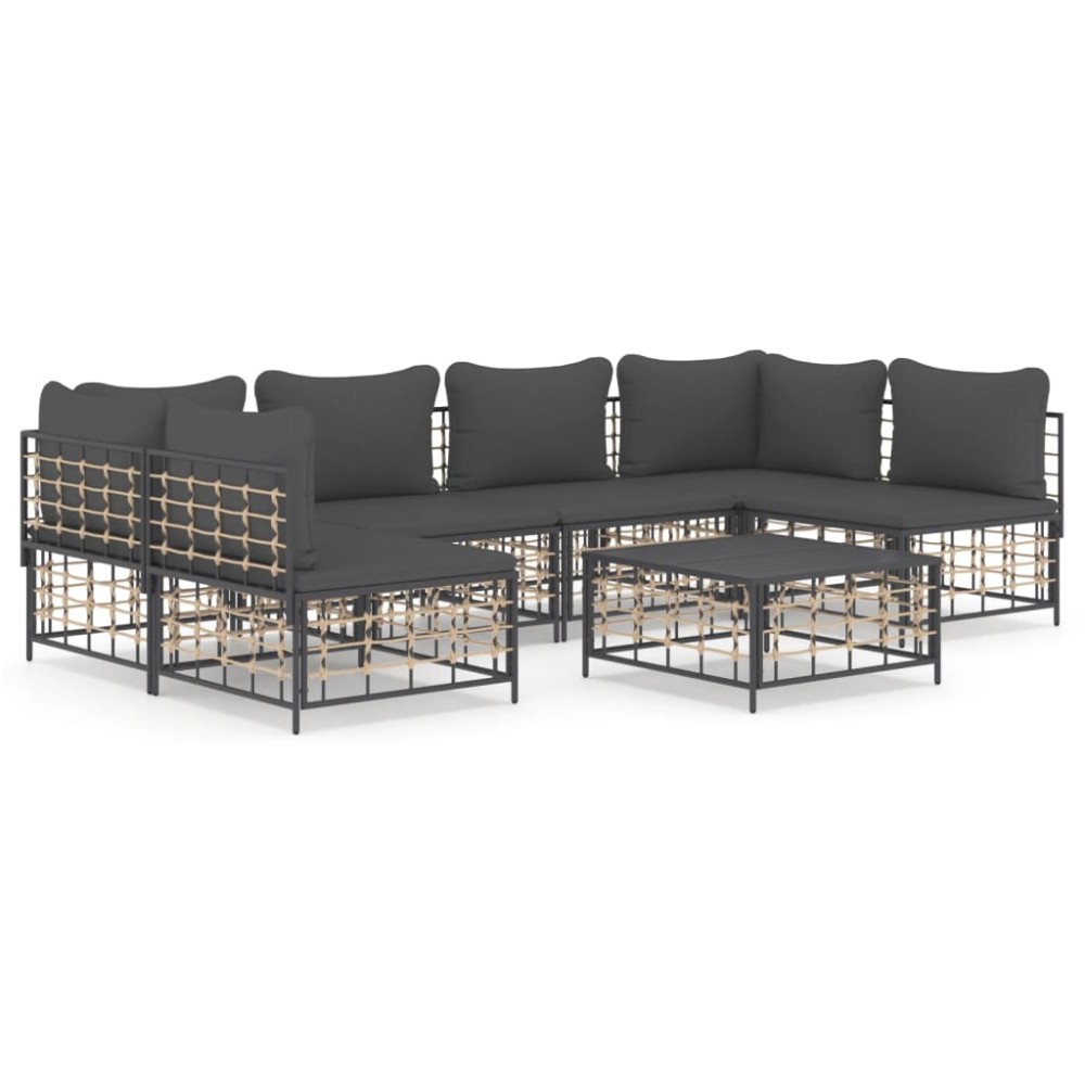 vidaXL Set mobilier de grădină cu perne, 7 piese, antracit, poliratan