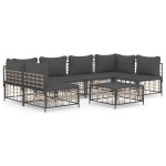 vidaXL Set mobilier de grădină cu perne, 7 piese, antracit, poliratan