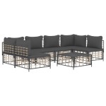 vidaXL Set mobilier de grădină cu perne, 7 piese, antracit, poliratan