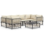vidaXL Set mobilier de grădină cu perne, 7 piese, antracit, poliratan