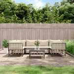 vidaXL Set mobilier de grădină cu perne, 7 piese, antracit, poliratan