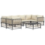 vidaXL Set mobilier de grădină cu perne, 7 piese, antracit, poliratan
