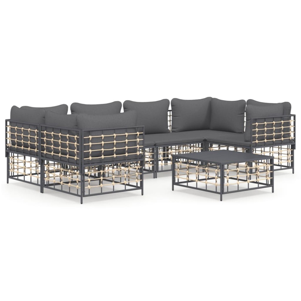 vidaXL Set mobilier de grădină cu perne, 7 piese, antracit, poliratan