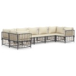 vidaXL Set mobilier de grădină cu perne, 7 piese, antracit, poliratan