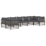 vidaXL Set mobilier de grădină cu perne, 7 piese, antracit, poliratan
