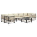 vidaXL Set mobilier de grădină cu perne, 8 piese, antracit, poliratan
