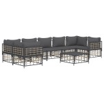 vidaXL Set mobilier de grădină cu perne, 8 piese, antracit, poliratan