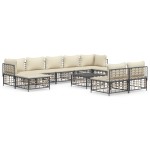 vidaXL Set mobilier de grădină cu perne, 10 piese, antracit, poliratan vidaXL Set mobilier de grădină cu perne, 10 piese, antracit, poliratan