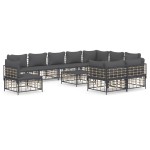 vidaXL Set mobilier de grădină cu perne, 11 piese, antracit, poliratan vidaXL Set mobilier de grădină cu perne, 11 piese, antracit, poliratan
