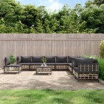 vidaXL Set mobilier de grădină cu perne, 11 piese, antracit, poliratan vidaXL Set mobilier de grădină cu perne, 11 piese, antracit, poliratan