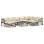 vidaXL Set mobilier de grădină cu perne, 10 piese, antracit, poliratan vidaXL Set mobilier de grădină cu perne, 10 piese, antracit, poliratan