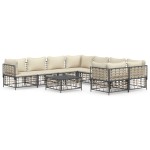 vidaXL Set mobilier de grădină cu perne, 9 piese, antracit, poliratan