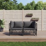 vidaXL Set mobilier de grădină, antracit, 2 piese, oțel vidaXL Set mobilier de grădină, antracit, 2 piese, oțel