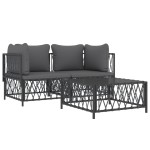 vidaXL Set mobilier de grădină, cu perne, antracit, 3 piese, oțel