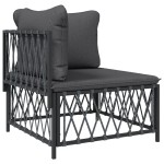 vidaXL Set mobilier de grădină, cu perne, antracit, 3 piese, oțel