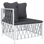 vidaXL Set mobilier de grădină, 5 piese, cu perne, alb, oțel vidaXL Set mobilier de grădină, 5 piese, cu perne, alb, oțel