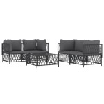 vidaXL Set mobilier de grădină, 5 piese, cu perne, antracit, oțel vidaXL Set mobilier de grădină, 5 piese, cu perne, antracit, oțel