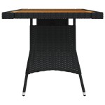 vidaXL Masă grădină, negru, 130x70x72 cm, poliratan/lemn masiv acacia