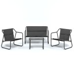vidaXL Set mobilier de grădină, cu perne, antracit, 4 piese, oțel