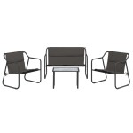 vidaXL Set mobilier de grădină, cu perne, antracit, 4 piese, oțel