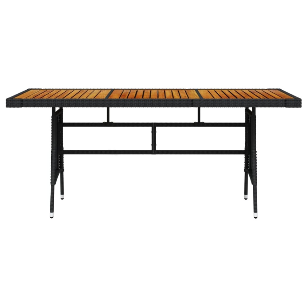 vidaXL Masă de grădină negru 160x70x72 cm poliratan/lemn masiv acacia