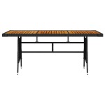 vidaXL Masă de grădină negru 160x70x72 cm poliratan/lemn masiv acacia