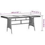 vidaXL Masă de grădină negru 160x70x72 cm poliratan/lemn masiv acacia