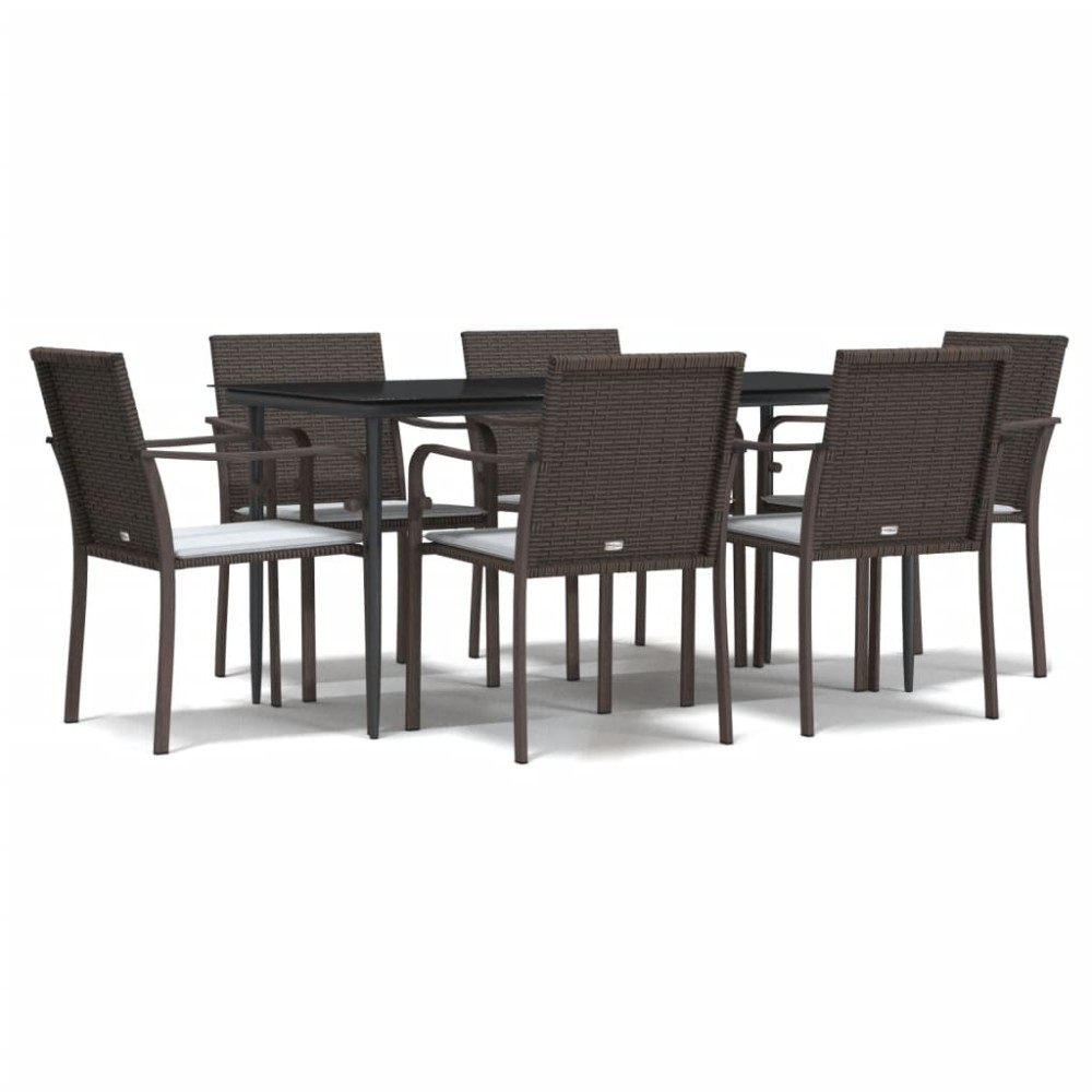 vidaXL Set mobilier de grădină cu perne, 7 piese, poliratan și oțel