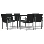 vidaXL Set mobilier de grădină cu perne, 7 piese, poliratan și oțel vidaXL Set mobilier de grădină cu perne, 7 piese, poliratan și oțel