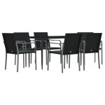 vidaXL Set mobilier de grădină cu perne, 7 piese, poliratan și oțel vidaXL Set mobilier de grădină cu perne, 7 piese, poliratan și oțel