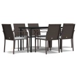 vidaXL Set mobilier de grădină cu perne, 7 piese, poliratan și oțel vidaXL Set mobilier de grădină cu perne, 7 piese, poliratan și oțel