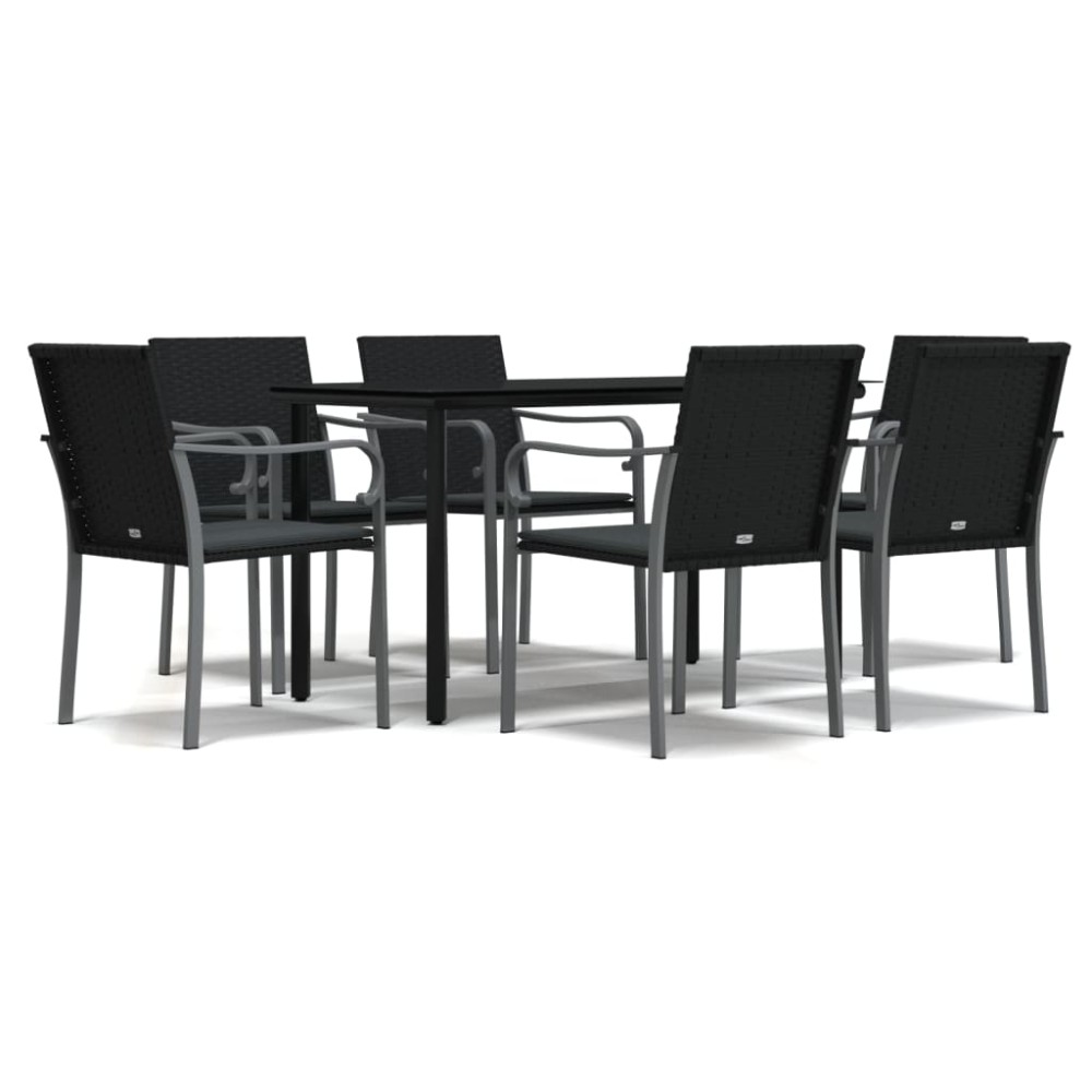vidaXL Set mobilier de grădină cu perne, 7 piese, poliratan și oțel