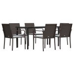 vidaXL Set mobilier de grădină cu perne, 7 piese, poliratan și oțel vidaXL Set mobilier de grădină cu perne, 7 piese, poliratan și oțel