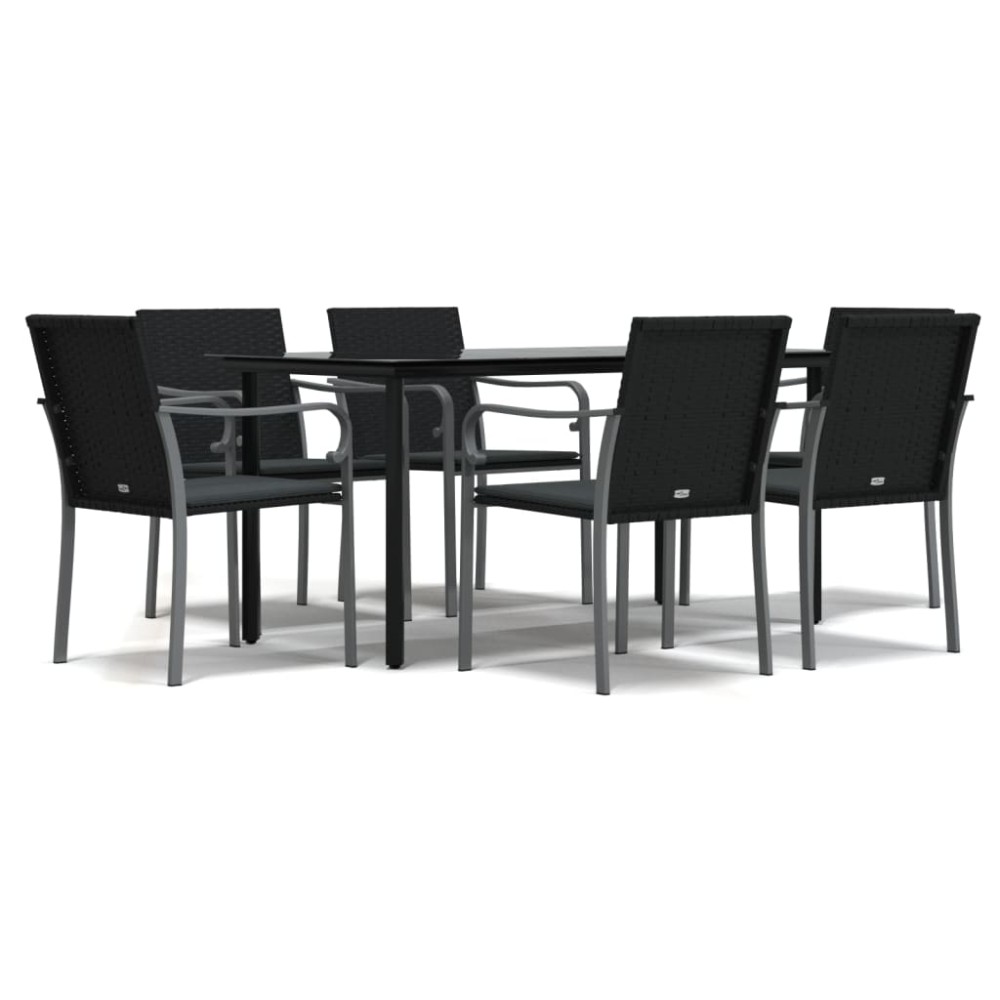 vidaXL Set mobilier de grădină cu perne, 7 piese, poliratan și oțel