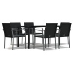 vidaXL Set mobilier de grădină cu perne, 7 piese, poliratan și oțel vidaXL Set mobilier de grădină cu perne, 7 piese, poliratan și oțel