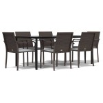 vidaXL Set mobilier de grădină cu perne, 7 piese, poliratan și oțel vidaXL Set mobilier de grădină cu perne, 7 piese, poliratan și oțel
