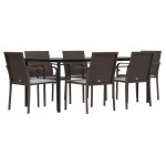 vidaXL Set mobilier de grădină cu perne, 7 piese, poliratan și oțel vidaXL Set mobilier de grădină cu perne, 7 piese, poliratan și oțel