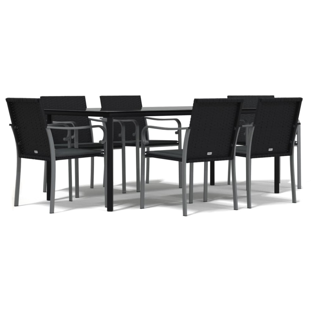 vidaXL Set mobilier de grădină cu perne, 7 piese, poliratan și oțel