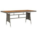 vidaXL Masă de grădină, gri, 160x70x72 cm, poliratan/lemn masiv acacia vidaXL Masă de grădină, gri, 160x70x72 cm, poliratan/lemn masiv acacia