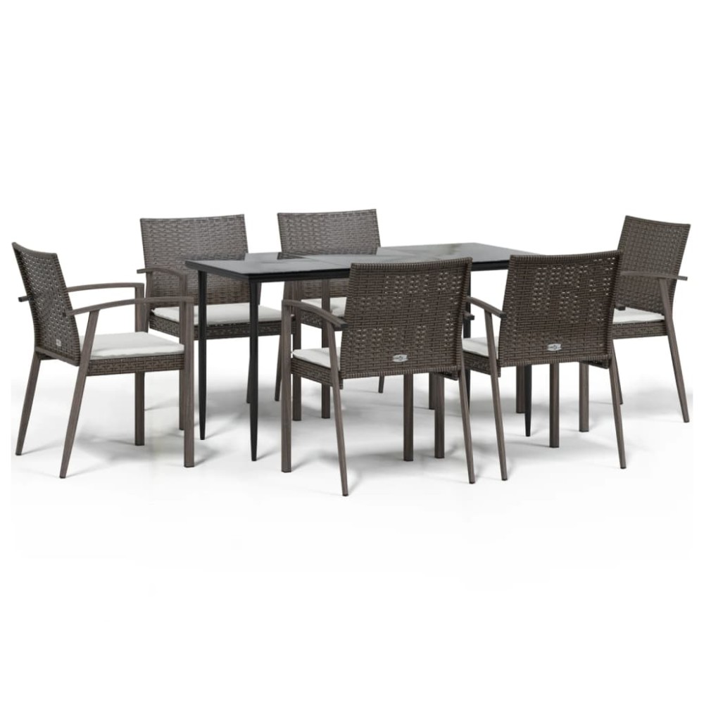 vidaXL Set mobilier de grădină cu perne, 7 piese, poliratan și oțel