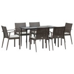vidaXL Set mobilier de grădină cu perne, 7 piese, poliratan și oțel vidaXL Set mobilier de grădină cu perne, 7 piese, poliratan și oțel