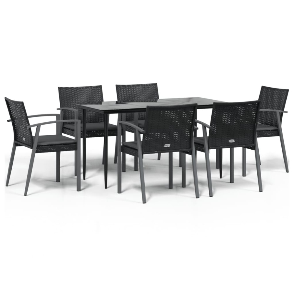 vidaXL Set mobilier de grădină cu perne, 7 piese, poliratan și oțel